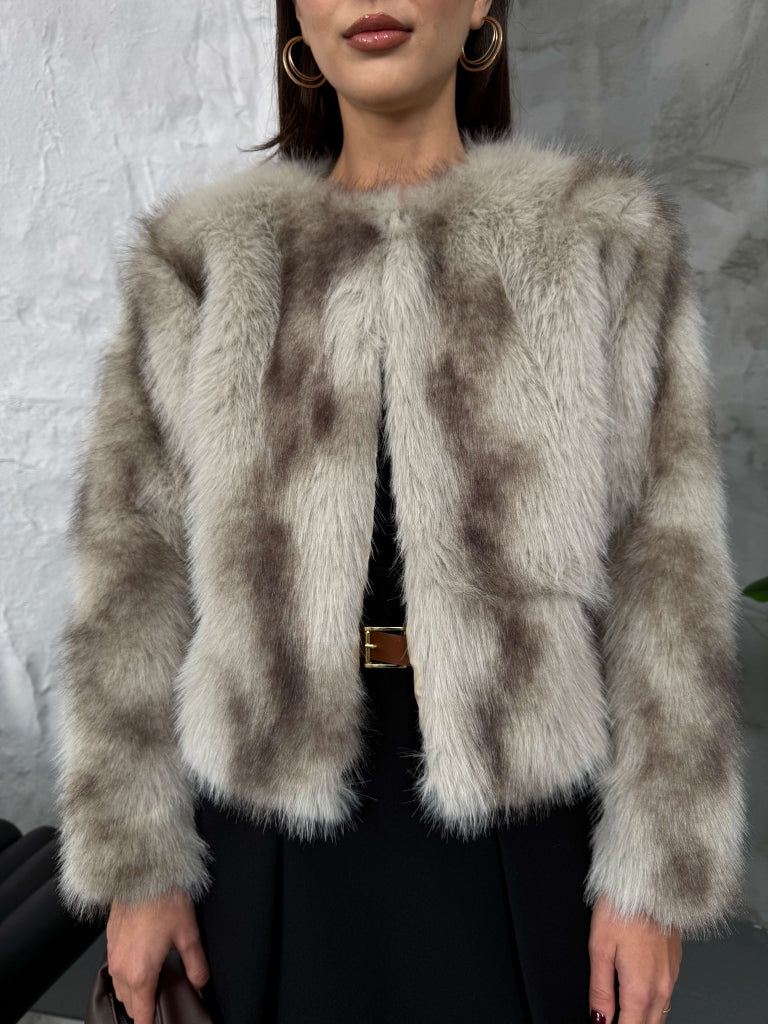 Krem Kahve Premium Kürk 30418