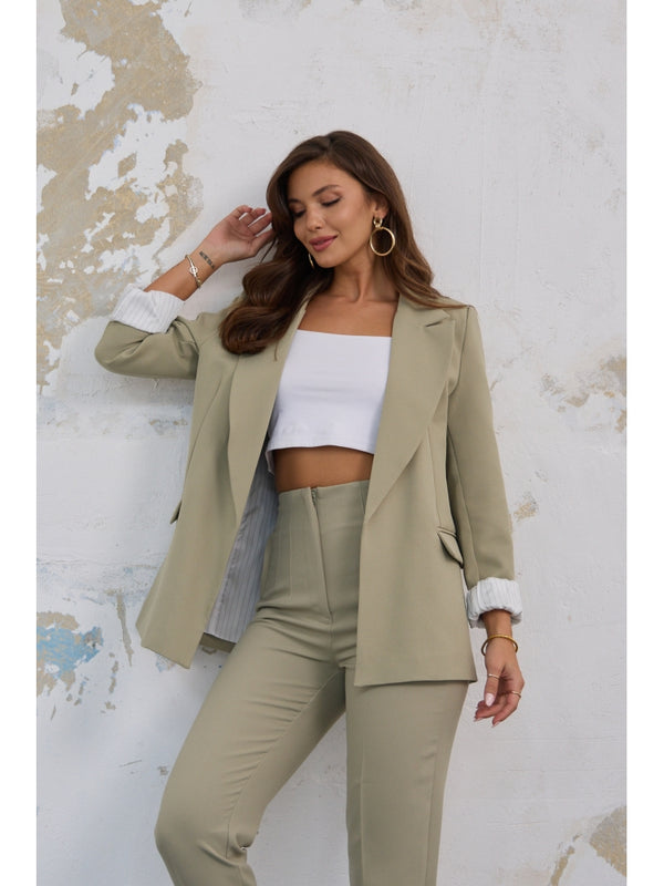 Açık Haki Kolu Katlamalı Ceket 9134 - Açık Haki