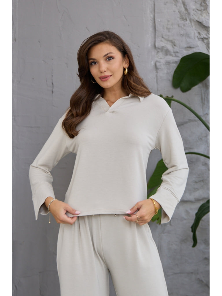 Taş Polo Yaka Modal Takım EY123-Taş