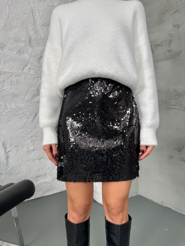 Siyah Payetli Etek 28430-Siyah