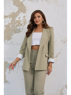 Açık Haki Kolu Katlamalı Ceket 9134 - Açık Haki