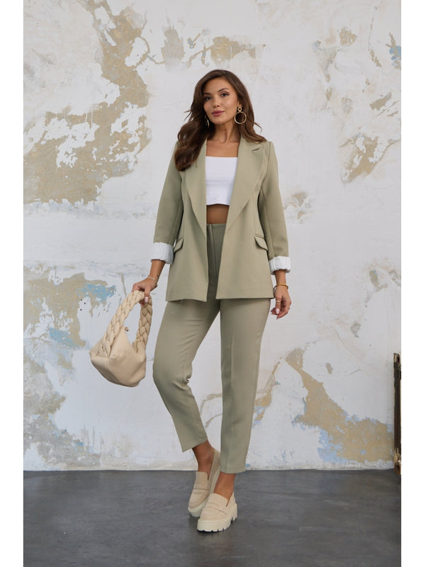 Açık Haki Kolu Katlamalı Ceket 9134 - Açık Haki