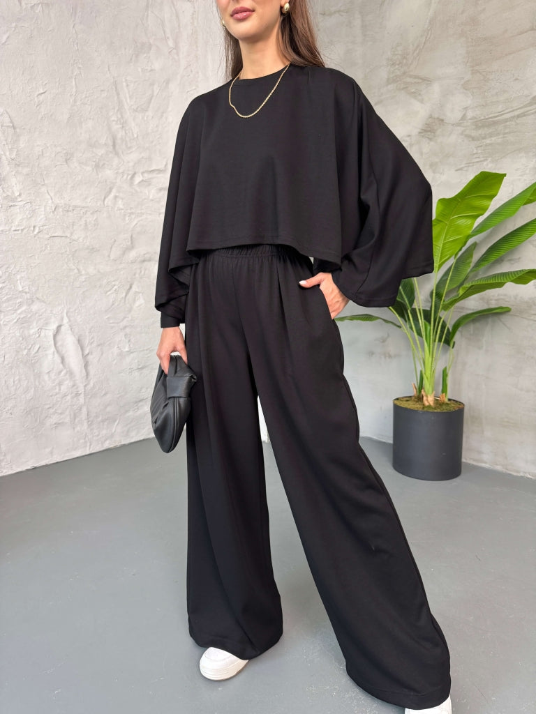 Siyah Yarasa Kol Modal Takım 4025-Siyah