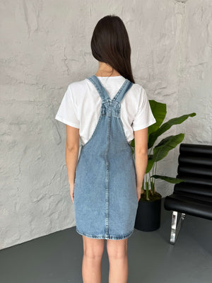 Mavi Salopet Jean Elbise 117-MAVİ