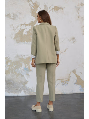 Açık Haki Kolu Katlamalı Ceket 9134 - Açık Haki