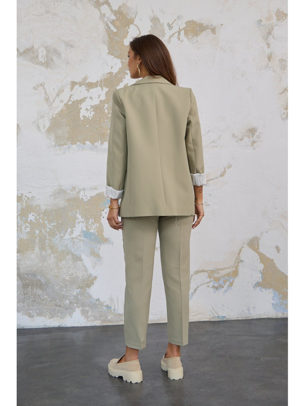 Açık Haki Kolu Katlamalı Ceket 9134 - Açık Haki