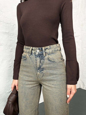 Vintage Yıkamalı Straight Orj Jean 24111-Vintage Yıkamalı