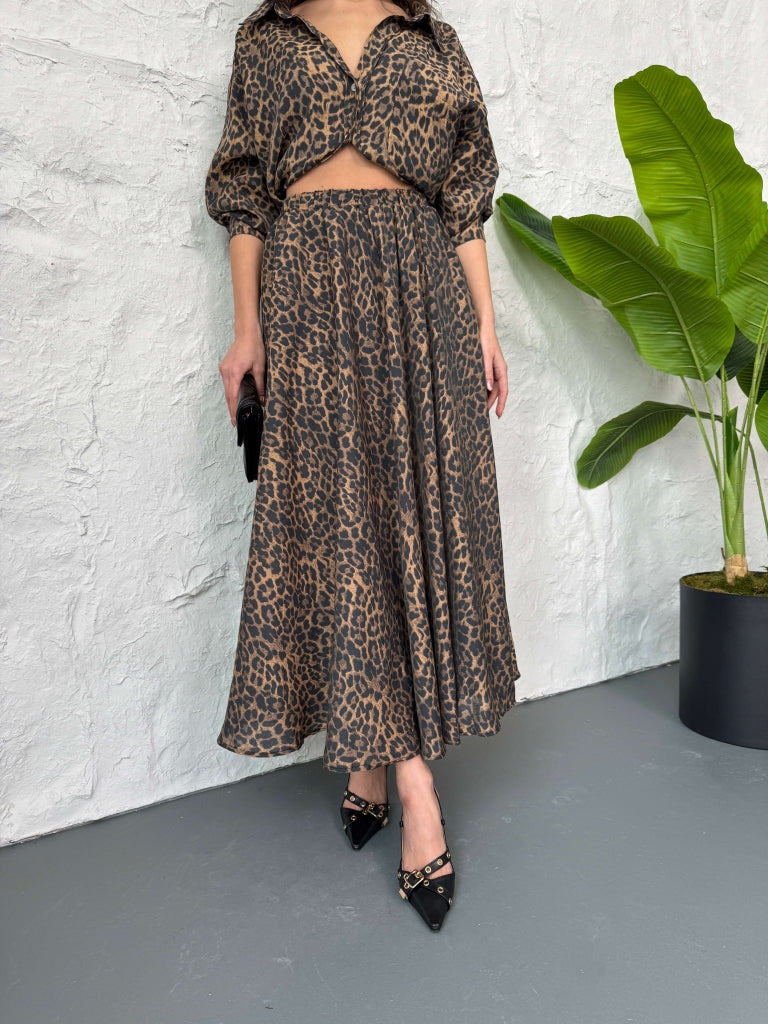Leopar Desen Uzun Etek 3278-Leopar