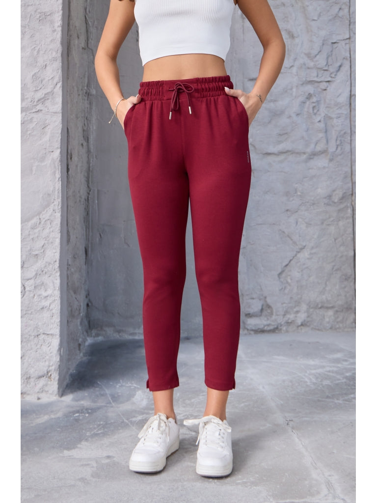 Bordo Orjinal Yırtmaçlı Modal Eşofman 076-BORDO