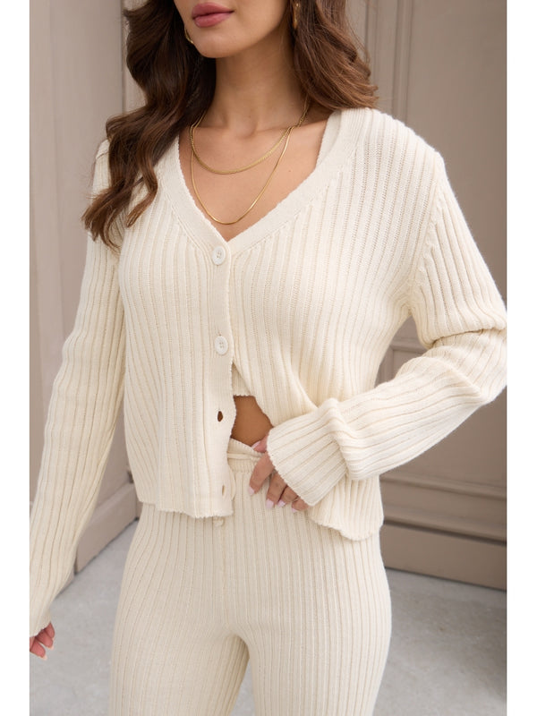 Ekru Üçlü Triko Takım 5190-Ekru