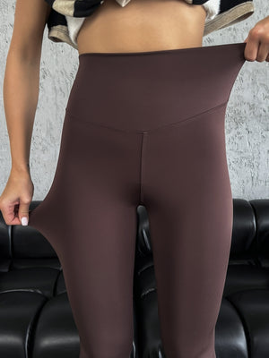 Kahve Oysh Yüksek Bel Toparlayıcı Tayt 050-KAHVE