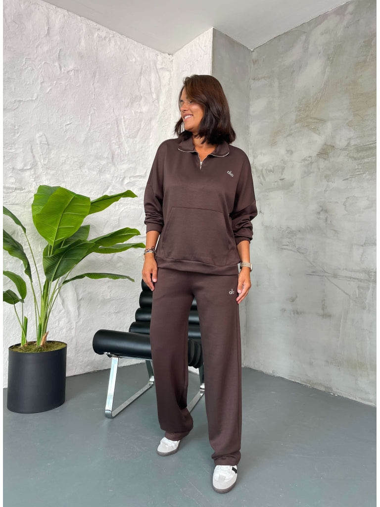 Kahverengi Fermuarlı Ön Cepli Modal Takım 4027-Kahverengi