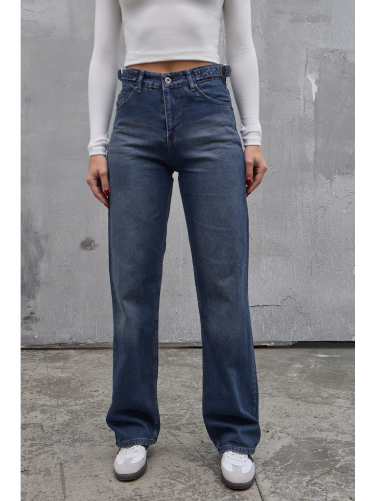 Mavi Tokalı Salaş Jean EY3094-Mavi