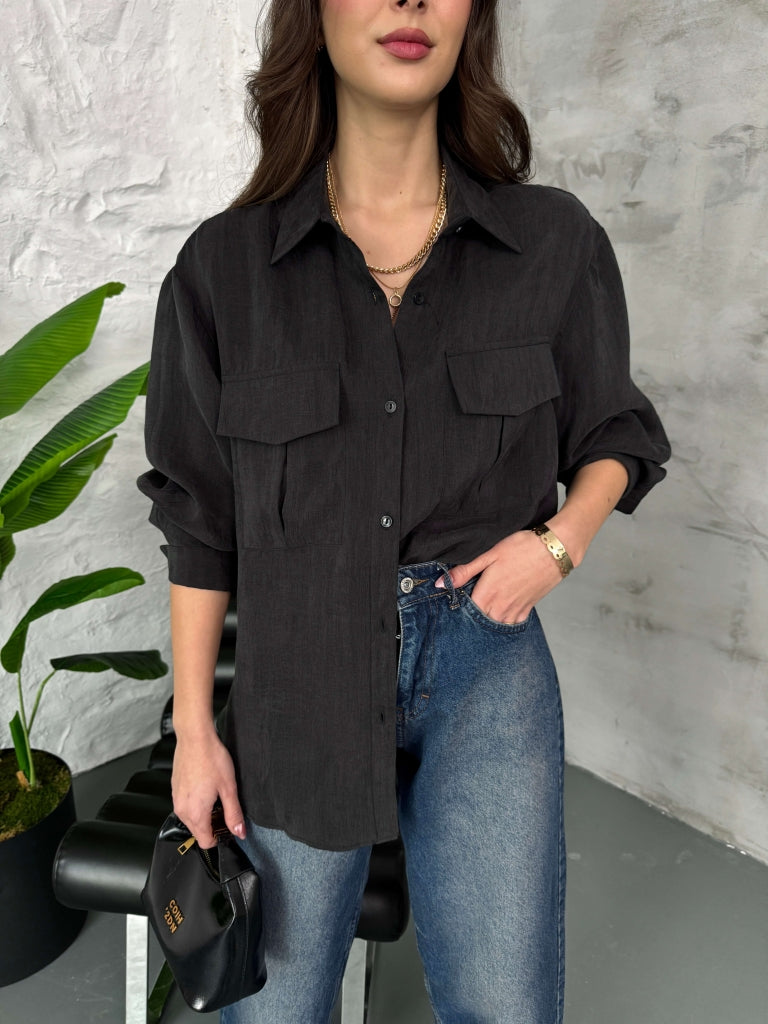 Antrasit Çift Cepli Gömlek 580222-Antrasit