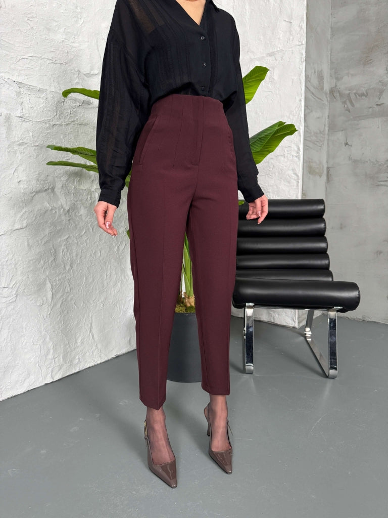 Mürdüm Pensli Havuç Pantolon 50109-BORDO