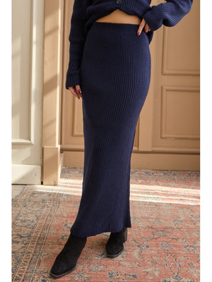 Lacivert Fitilli Hırka Etek Takım 5218-Lacivert