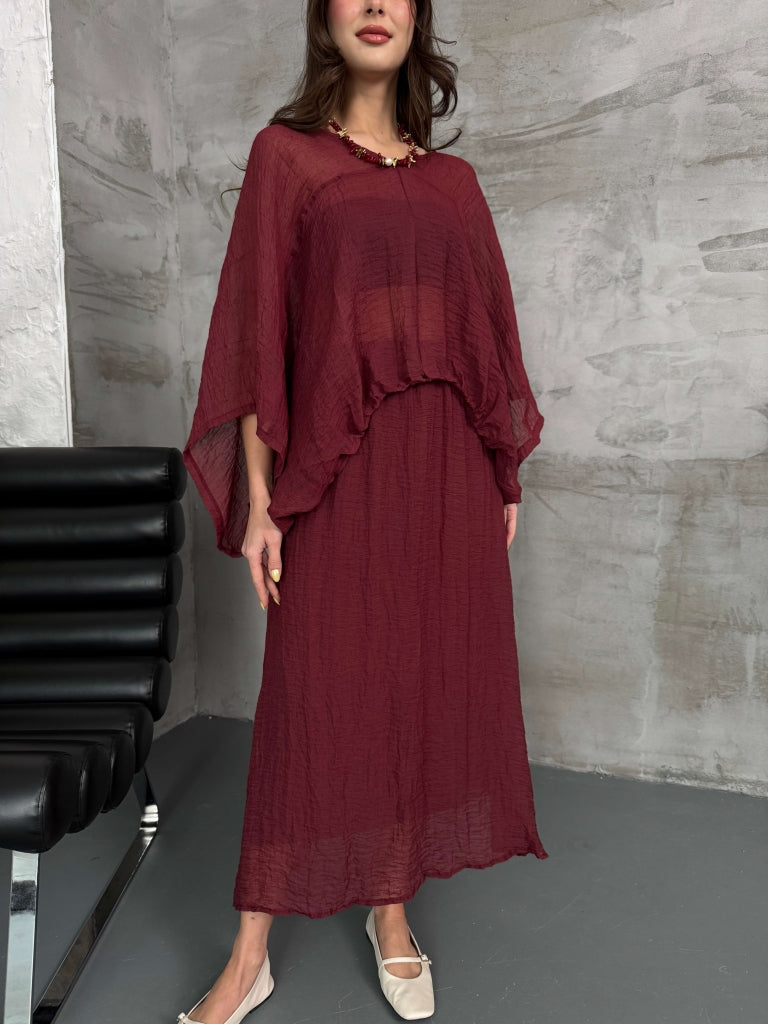Bordo Kolyeli İkili Premium Takım 51134-Bordo