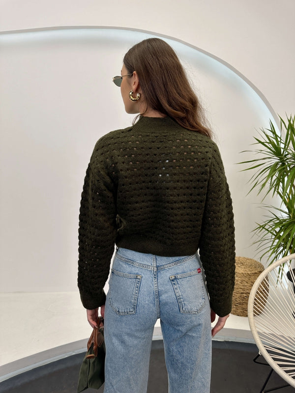 Haki Ajurlu Triko Kazak 931080-Haki