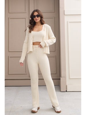 Ekru Üçlü Triko Takım 5190-Ekru