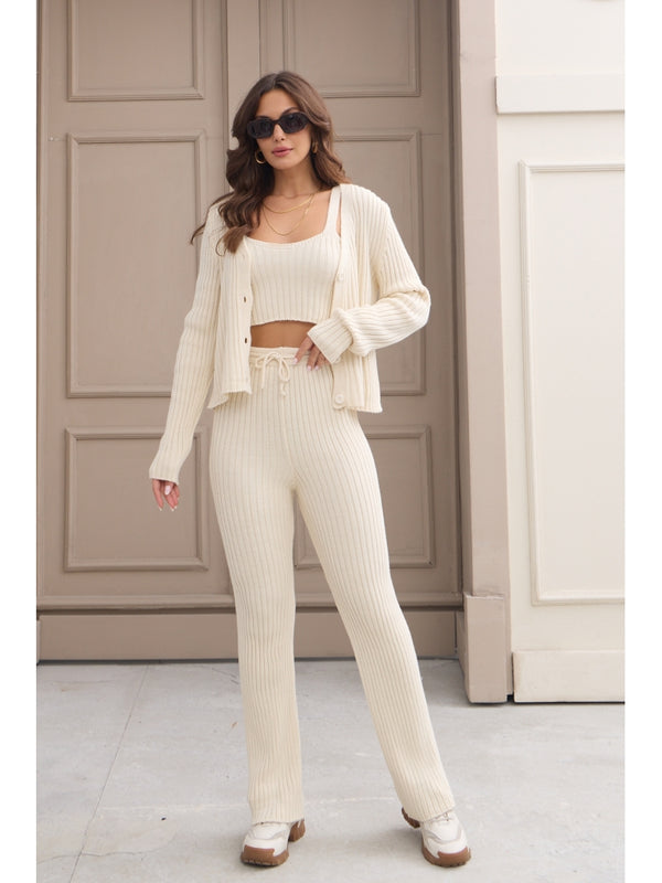 Ekru Üçlü Triko Takım 5190-Ekru