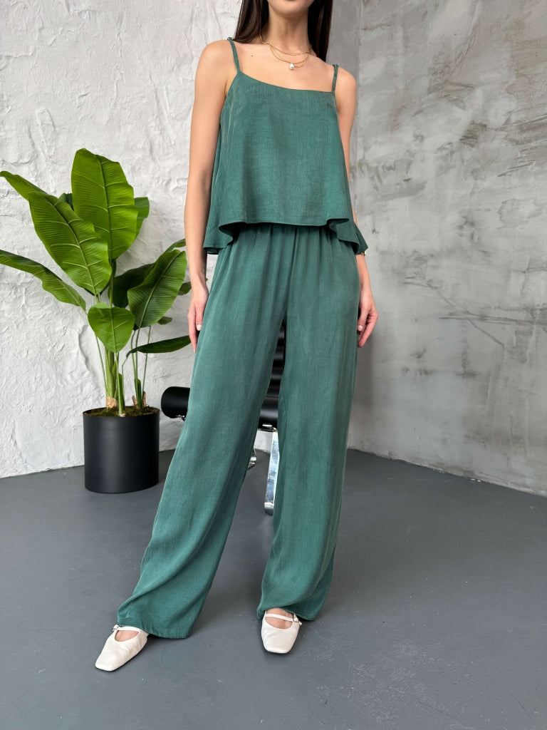 Zümrüt Askılı Bluz Pantolon Takım 51043-ZÜMRÜT