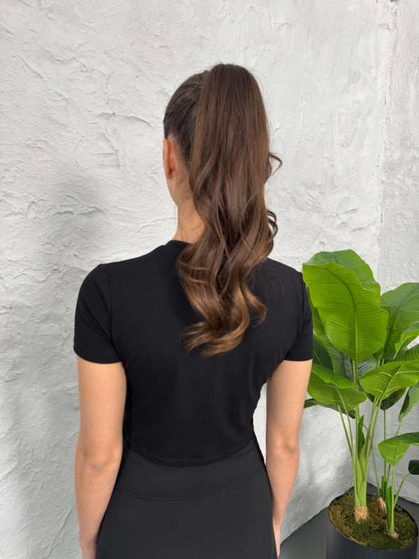 Siyah Orj Marka Crop Tshirt EY8500-SİYAH