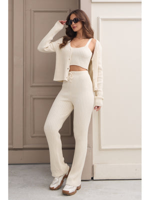 Ekru Üçlü Triko Takım 5190-Ekru