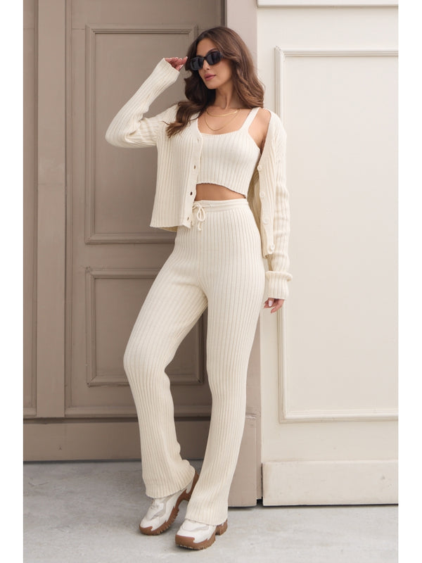 Ekru Üçlü Triko Takım 5190-Ekru