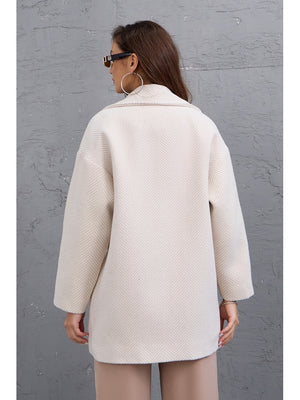 Taş Balık Sırtı Oversize Astarlı Kısa Kaban 9252-Taş