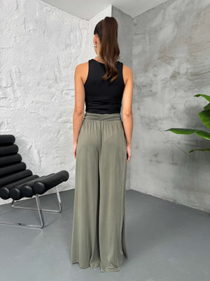 Haki Beli Çapraz Detay Modal Pantolon 30272-Haki