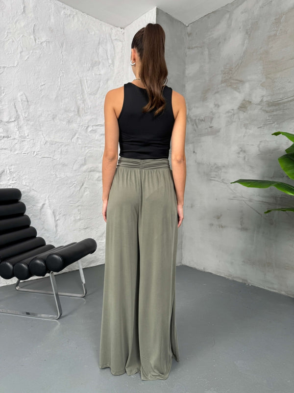 Haki Beli Çapraz Detay Modal Pantolon 30272-Haki