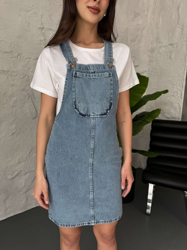 Mavi Salopet Jean Elbise 117-MAVİ