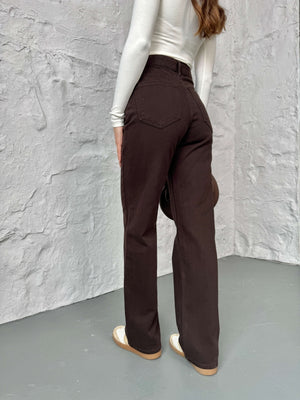 Acı Kahve Yıkamalı Straight Orj Jean 24111-Acı Kahve