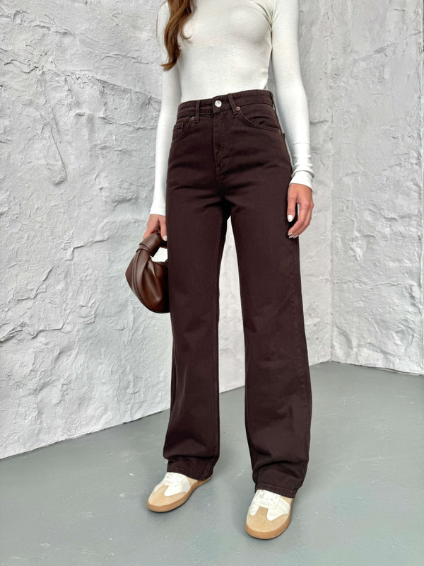 Acı Kahve Yıkamalı Straight Orj Jean 24111-Acı Kahve