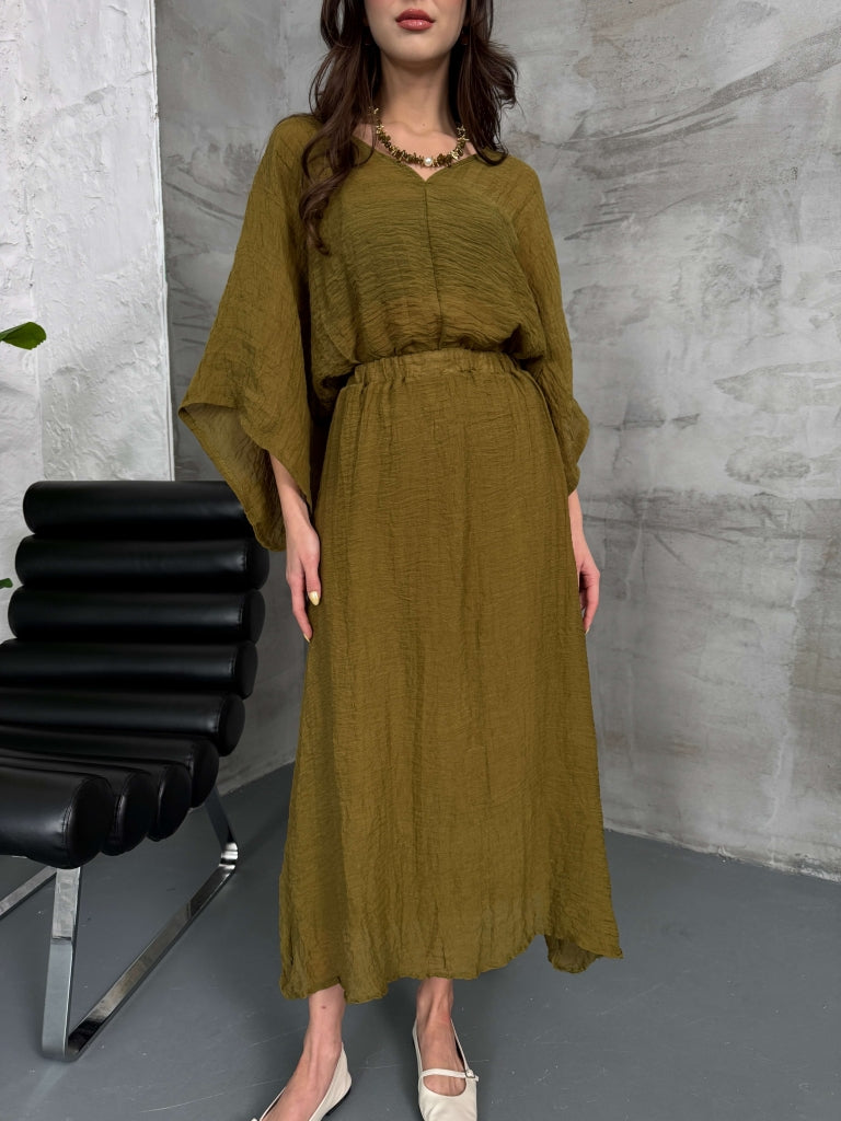Olive Kolyeli İkili Premium Takım 51134-Olive