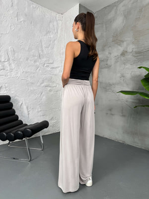 Taş Beli Çapraz Detay Modal Pantolon 30272-Taş