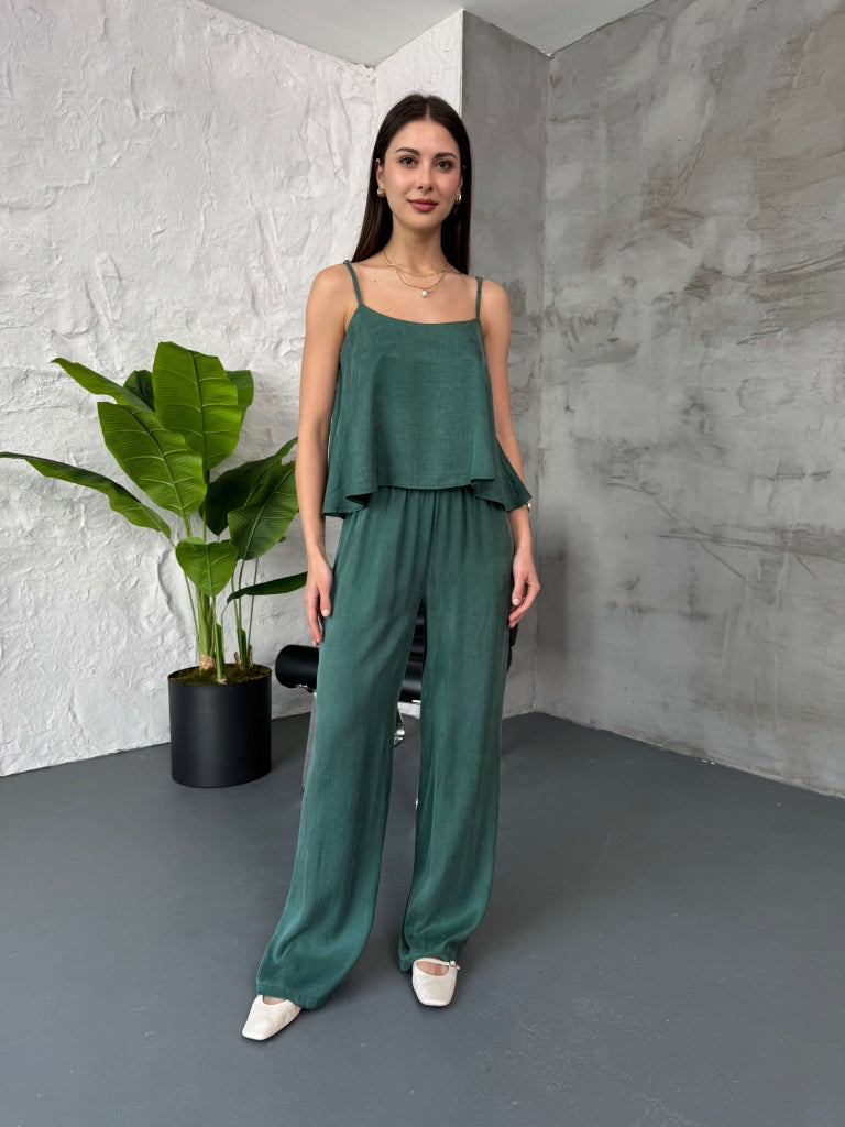 Zümrüt Askılı Bluz Pantolon Takım 51043-ZÜMRÜT