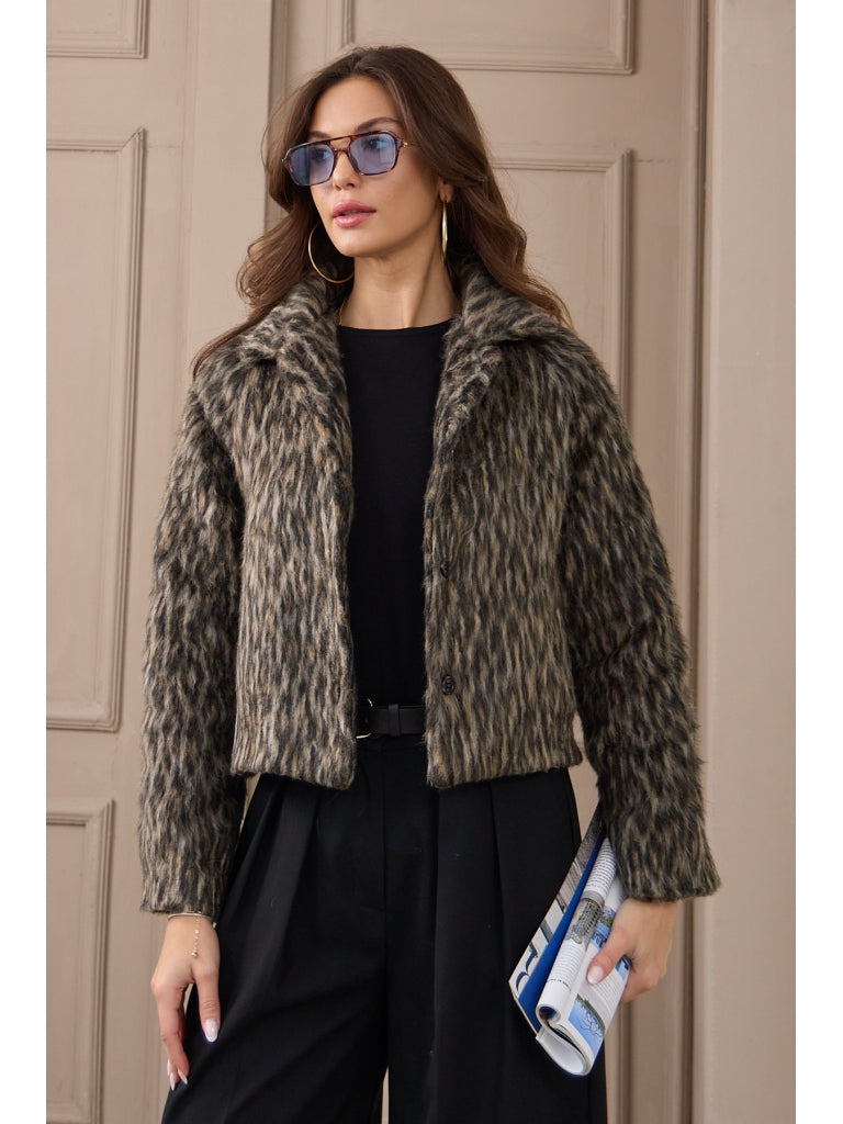 Leopar Yakalı Kürk Ceket 240230