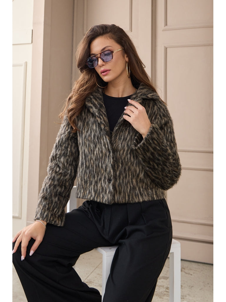 Leopar Yakalı Kürk Ceket 240230