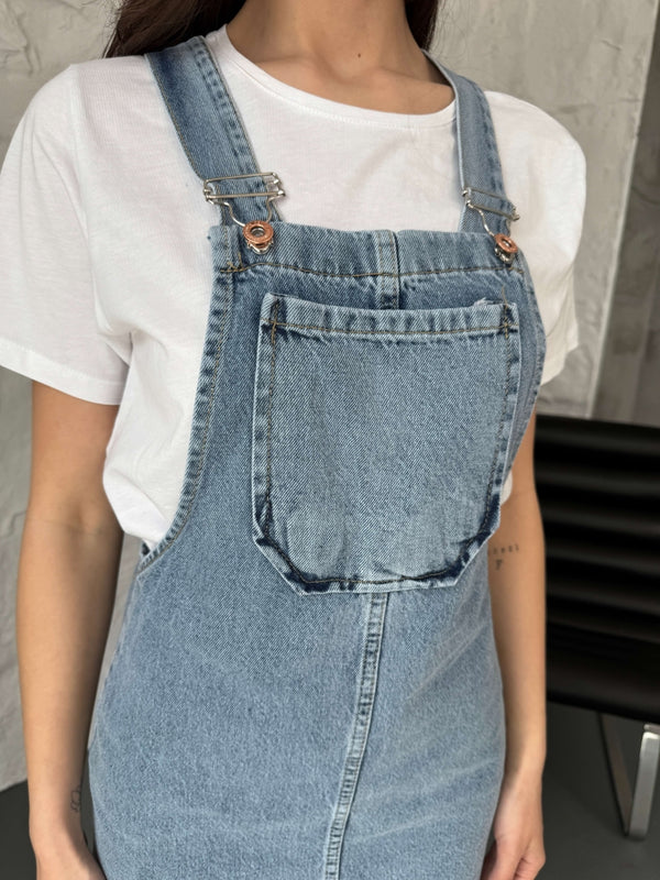 Mavi Salopet Jean Elbise 117-MAVİ