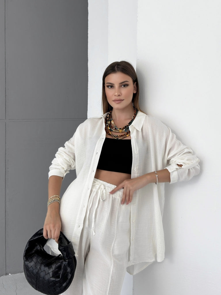 Beyaz Salaş Müslin Takım 60214-Beyaz