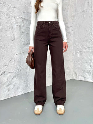 Acı Kahve Yıkamalı Straight Orj Jean 24111-Acı Kahve