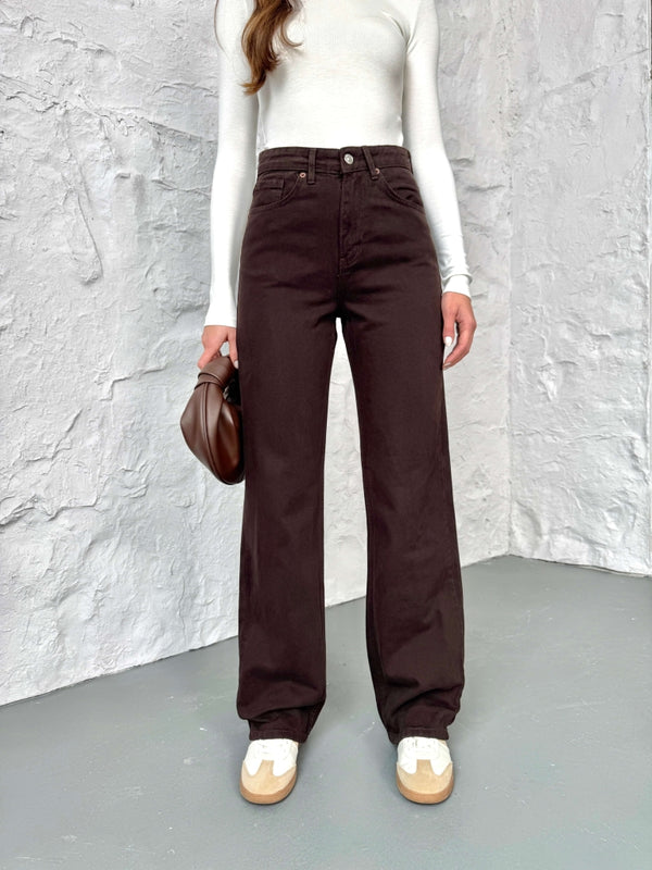 Acı Kahve Yıkamalı Straight Orj Jean 24111-Acı Kahve