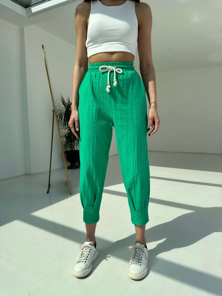 Yeşil Paça Pilili Pantolon 50455-YEŞİL