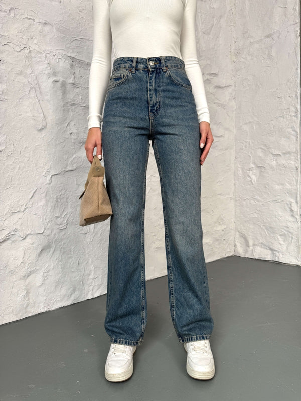 Mavi Yıkamalı Straight Orj Jean 24111-Mavi