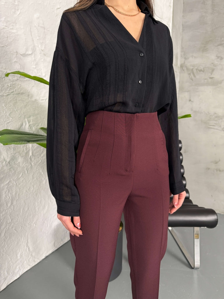 Mürdüm Pensli Havuç Pantolon 50109-BORDO