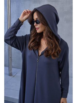 Füme Fermuarlı Modal Çan Elbise EY8137-FÜME