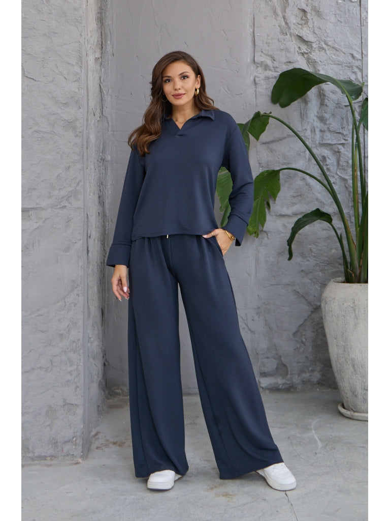 Füme  Polo Yaka Modal Takım EY123-Füme