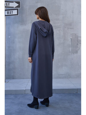 Füme Fermuarlı Modal Çan Elbise EY8137-FÜME