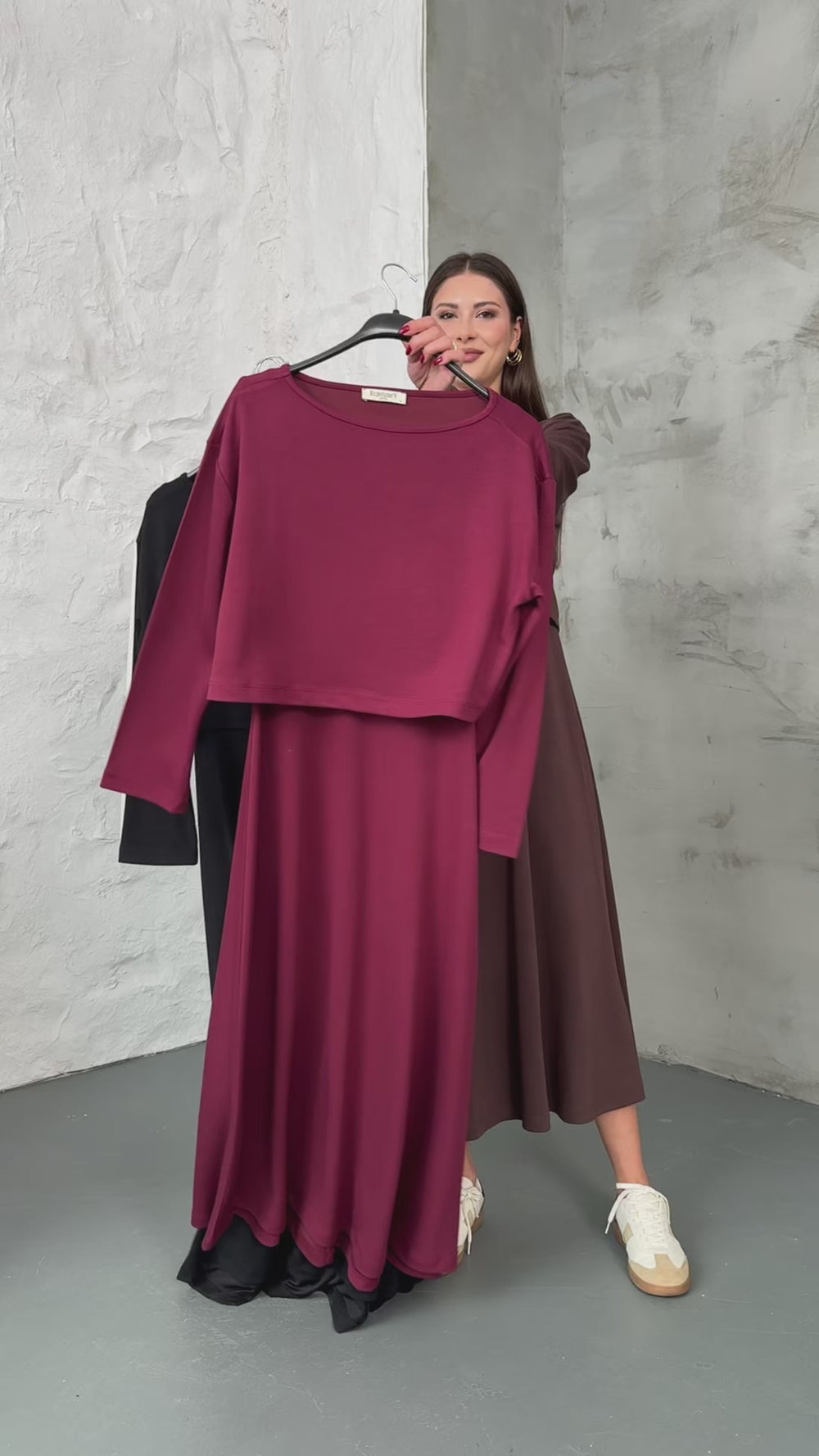 Bordo Modal Bluzlu İkili Takım Elbise 4064-Bordo